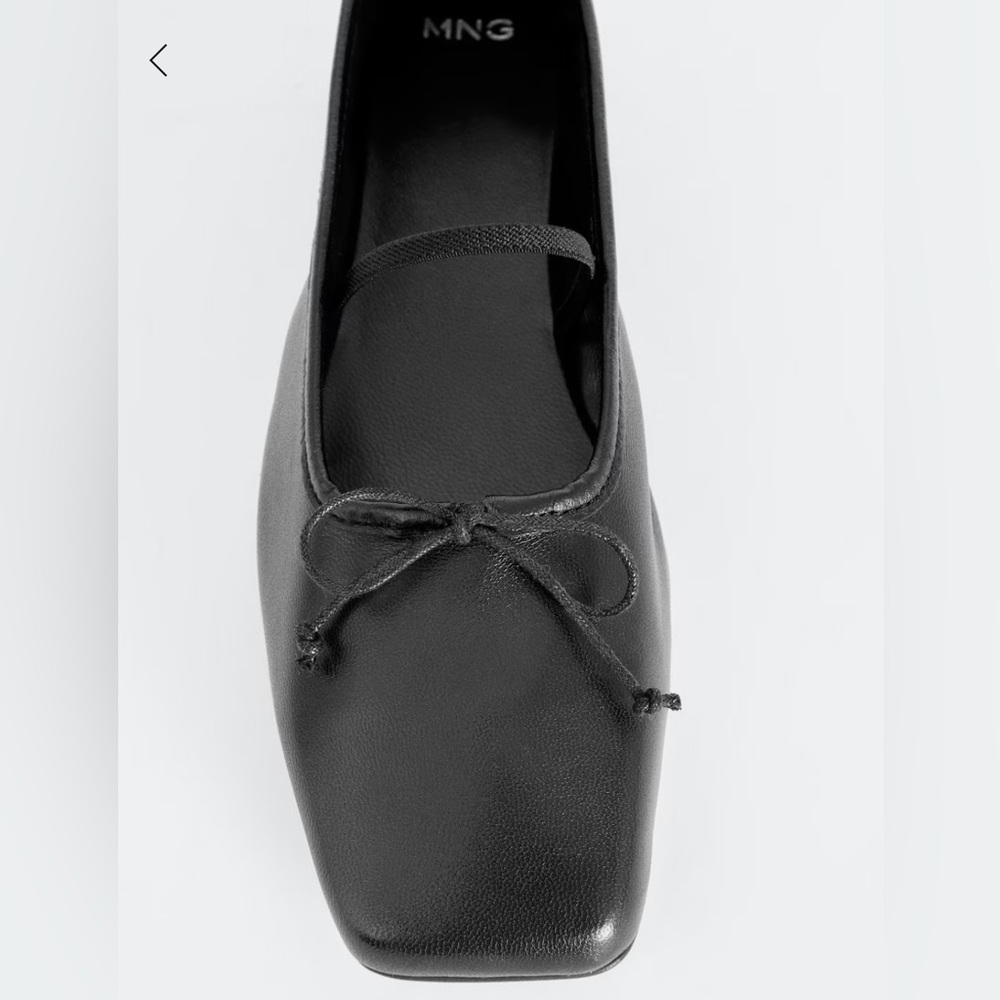 MANGO square-toe leather ballerinas
